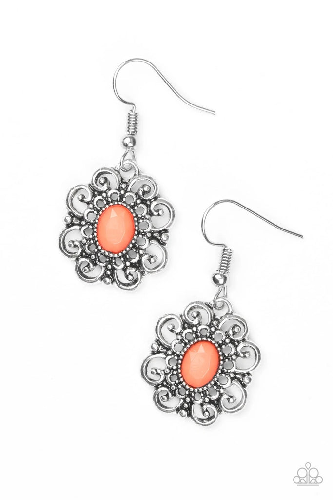 First and Foremost Flowers - Orange Earring-Paparazzi - The Sassy Sparkle