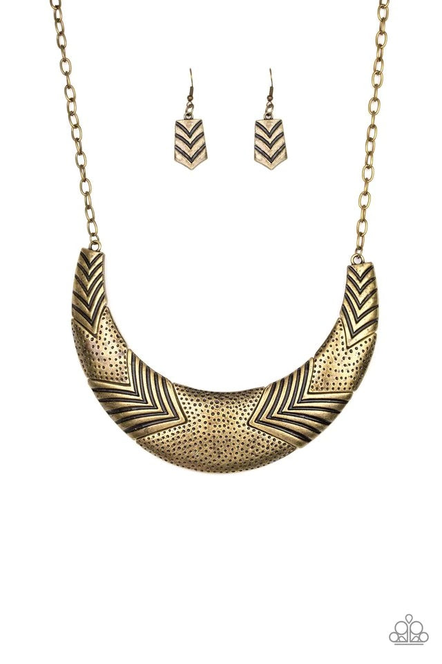 Geographic Goddess - Brass Necklace-Paparazzi - The Sassy Sparkle