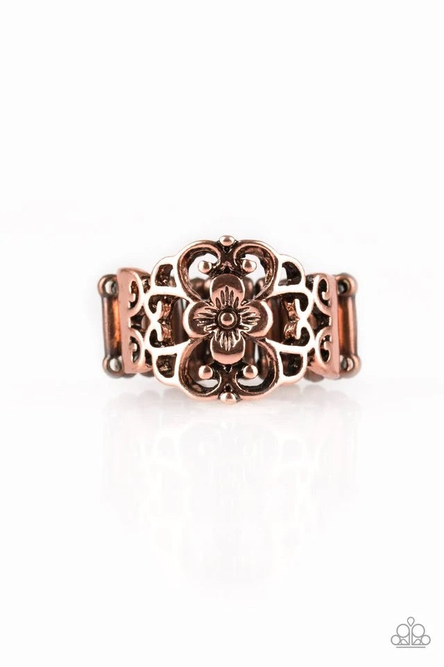 Fanciful Flower Gardens - Copper Ring-Paparazzi - The Sassy Sparkle