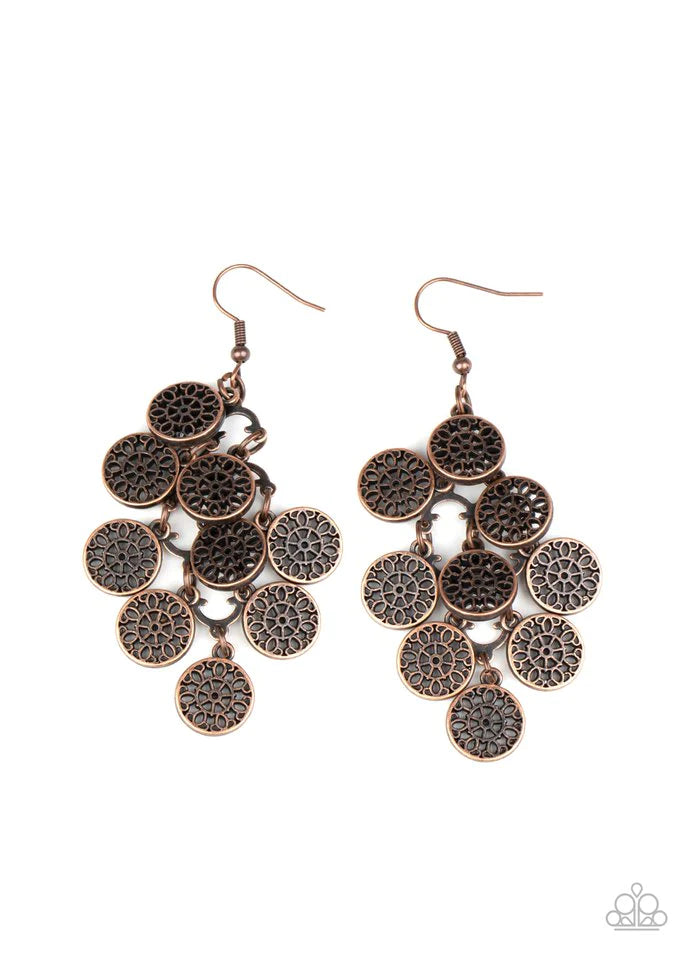 Blushing Blooms - Vintage Copper Earring-Paparazzi - The Sassy Sparkle