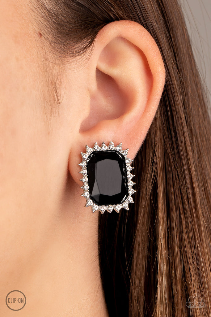 Insta Famous-Black Clip On Earrings-Paparazzi - The Sassy Sparkle