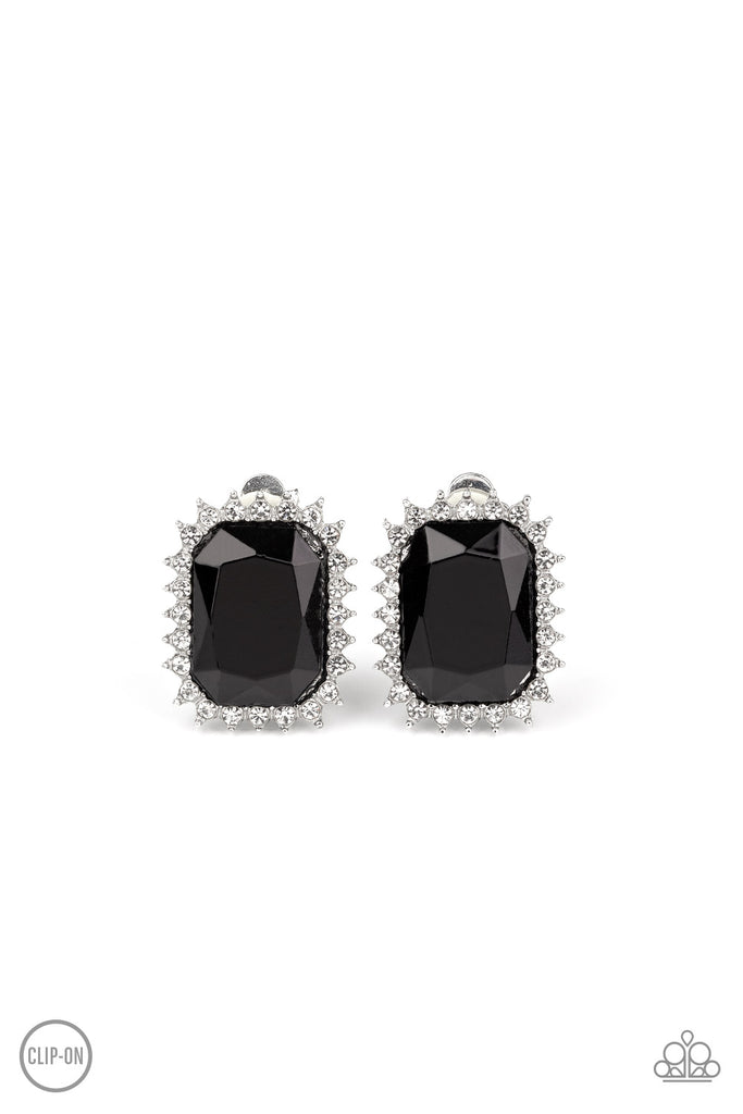 Insta Famous - Black Clip-On Earring-Paparazzi