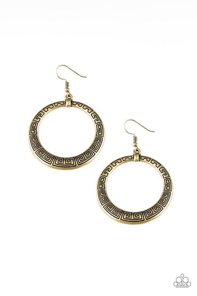 Mayan Mantra - Brass Earring-Paparazzi