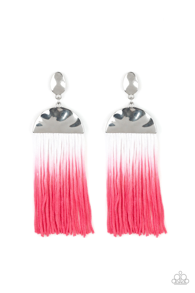 Paparazzi-Rope Them In-Pink Ombre Fringe Earrings - The Sassy Sparkle