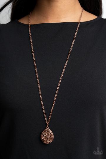 Wearable Wildflowers-Copper Necklace-Long-Pendant-Floral-Paparazzi - The Sassy Sparkle